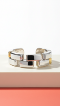 Geometric Silver Cuff Bracelet Bold Cutouts