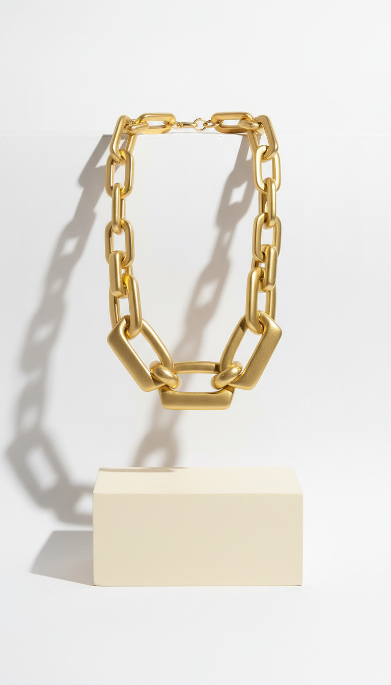 Architectural Link Necklace Flash Gold